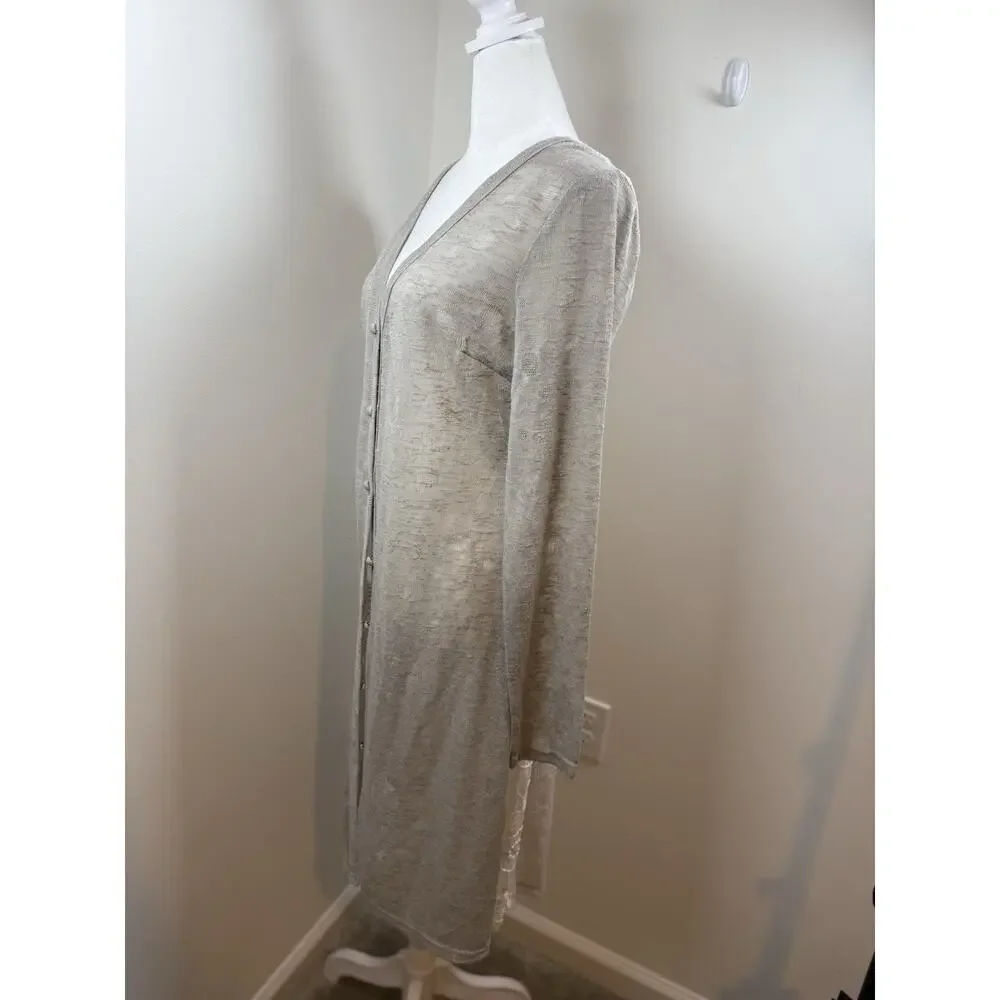 A’reve Mixed Media Long Line Cardigan Size Large Boho Lagenlook Cottagecore